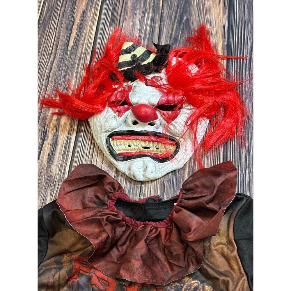 Sideshow Psycho Clown Costume Boys M (8-10) Shirt Mask Halloween Scary - Picture 8 of 13